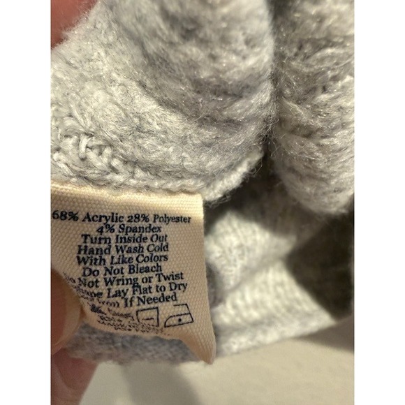 Normal Brand Gray Turtleneck Diamond Cable Knit Ribbed Sweater Heathered sz M - Picture 5 of 7